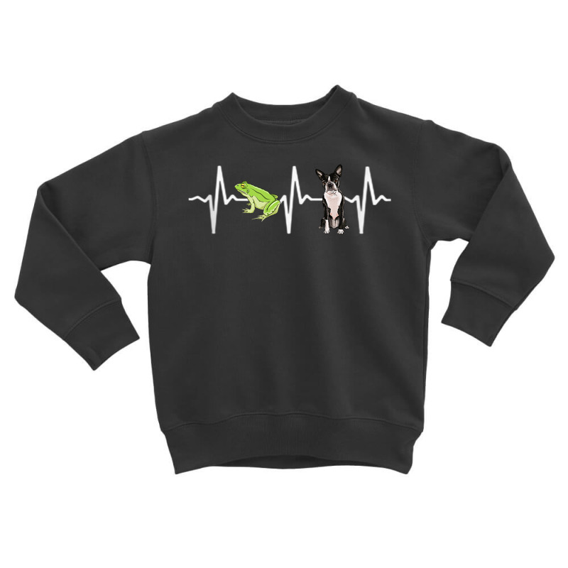 Green Tree Frog Boston Terrier Heartbeat Dog Lover Tank Top Toddler Sweatshirt | Artistshot