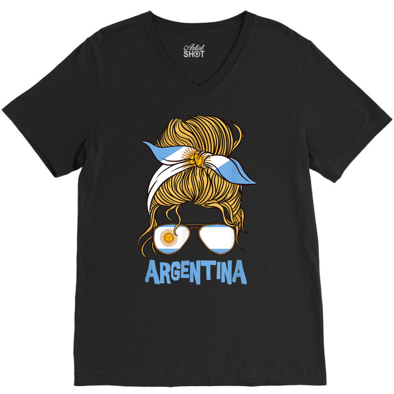 Argentina For Girl Argentine Flag For Women Argentinian T Shirt V-neck Tee | Artistshot