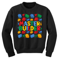 Vintage Master Builder Shirt Funny Brick Builder Blocks Gift Youth Sweatshirt | Artistshot