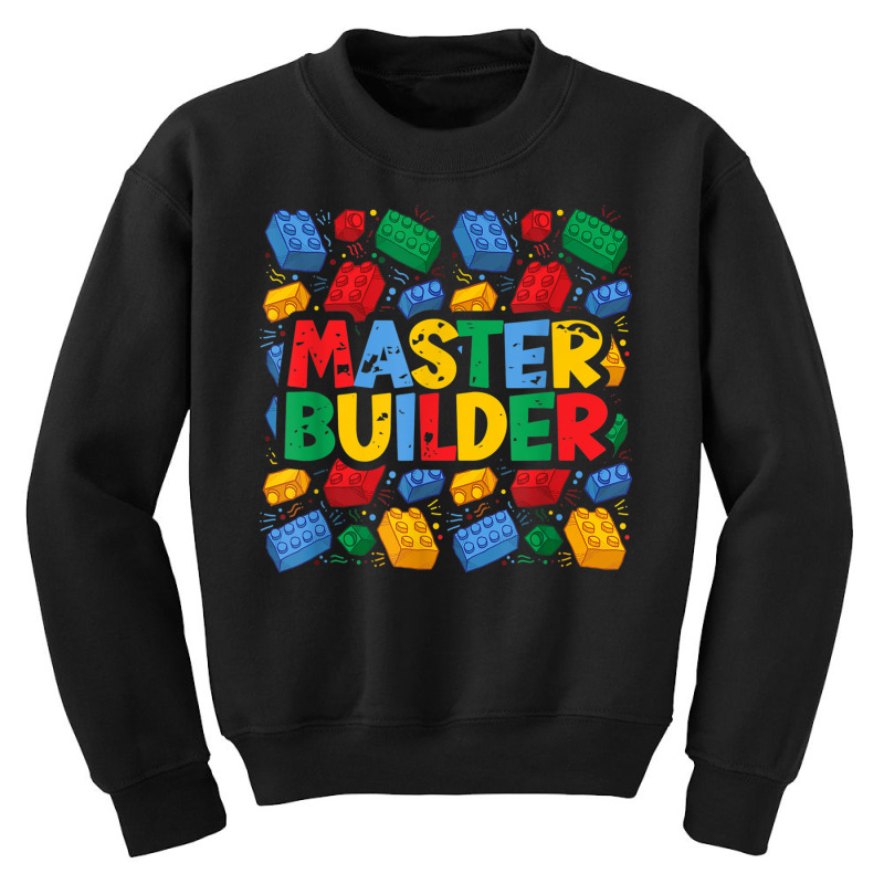 Vintage Master Builder Shirt Funny Brick Builder Blocks Gift Youth Sweatshirt | Artistshot