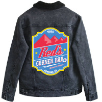 Red' Corner Bar From Midnight Run Unisex Sherpa-lined Denim Jacket | Artistshot