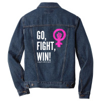 Go Fight Win Support Women In Sports Women's Day Men Denim Jacket | Artistshot