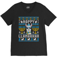 Happy Llamakkah Llama Ugly Hanukkah Ugly Sweater T Shirt V-neck Tee | Artistshot