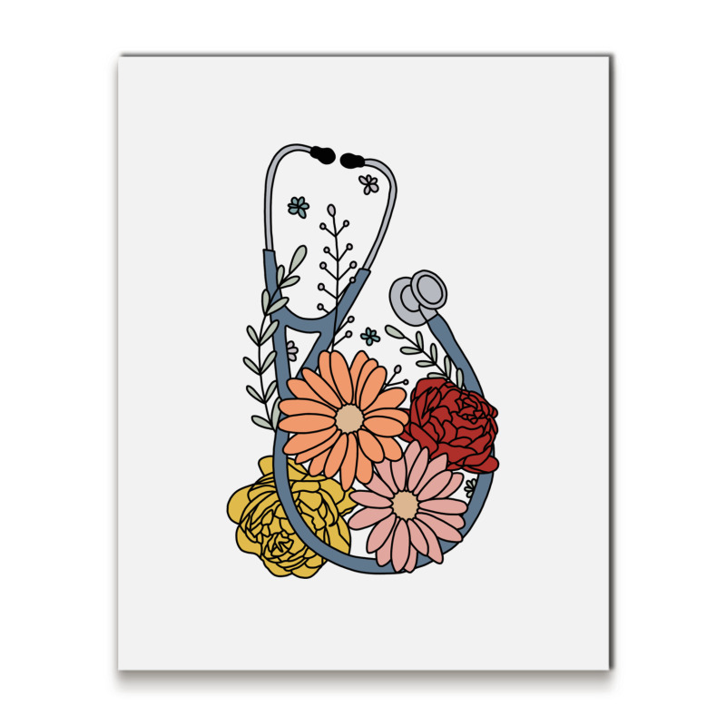 Flower Stethoscope Metal Print Vertical | Artistshot