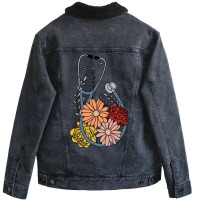 Flower Stethoscope Unisex Sherpa-lined Denim Jacket | Artistshot