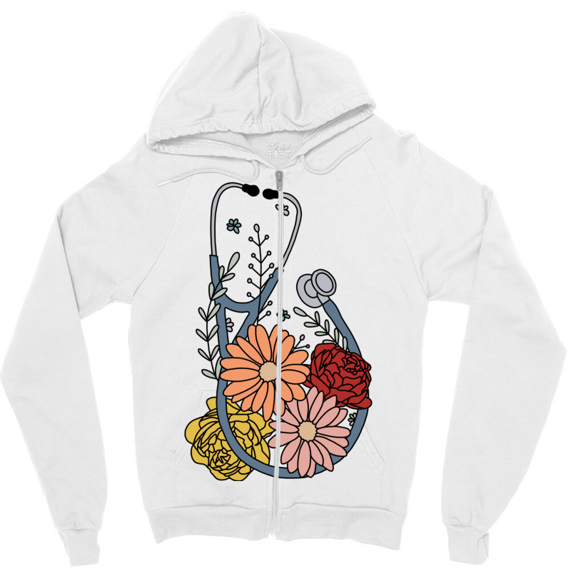 Flower Stethoscope Zipper Hoodie | Artistshot