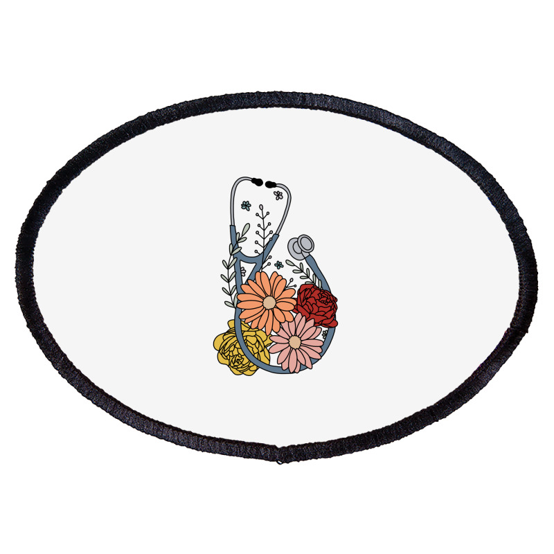 Flower Stethoscope Oval Patch | Artistshot