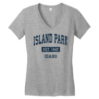 Island Park Idaho Id Vintage Sports Established Navy Design Sweatshirt Women's V-neck T-shirt | Artistshot