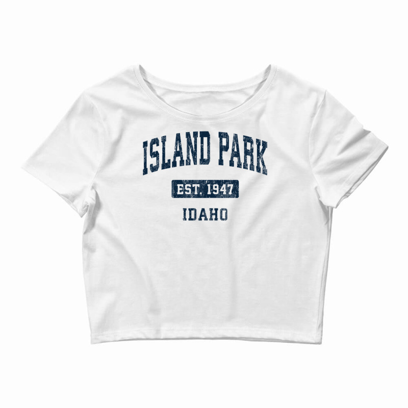 Island Park Idaho Id Vintage Sports Established Navy Design Sweatshirt Crop Top by sunda | Artistshot