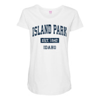 Island Park Idaho Id Vintage Sports Established Navy Design Sweatshirt Maternity Scoop Neck T-shirt | Artistshot