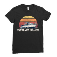 Falkland Islands Vintage Boating 70s Retro Boat Design Long Sleeve Ladies Fitted T-shirt | Artistshot