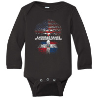 American Raised With Dominican Roots Republic Long Sleeve Baby Bodysuit | Artistshot