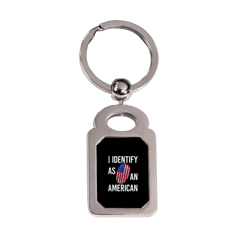 I Identify As An American   American Flag Fingerprint T Shirt Silver Rectangle Keychain by mintywotm | Artistshot