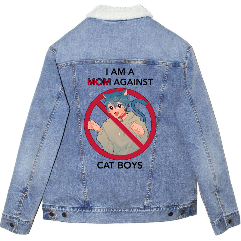 I Am A Mom Against Cat Boys Unisex Sherpa-lined Denim Jacket | Artistshot