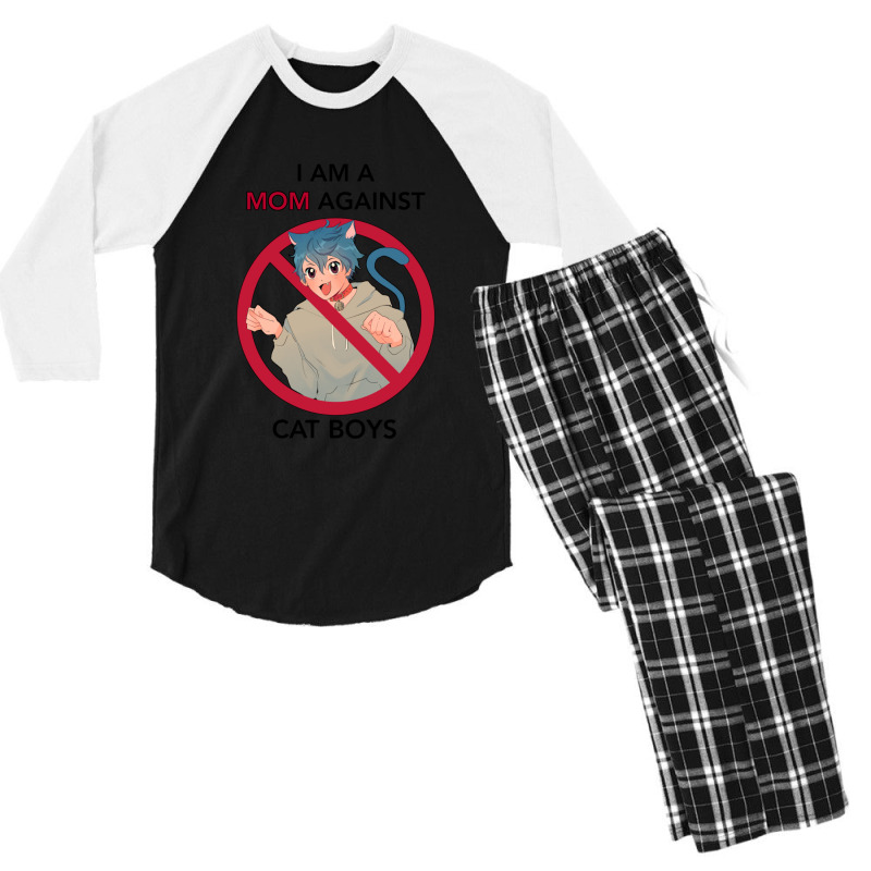 I Am A Mom Against Cat Boys Men's 3/4 Sleeve Pajama Set | Artistshot