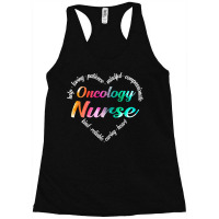 Oncology Nurse Heart Word Cloud Watercolor Rainbow Racerback Tank | Artistshot