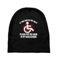 Funny Wheelchair Humor Disability Handicap Baby Beanies | Artistshot