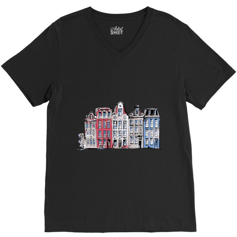 Amsterdam Skyline V-Neck Tee by femalesbaubles | Artistshot