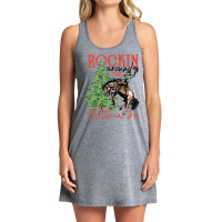 Funny Cowboy Horsing Rocking Around Christmas Tree Western Sweatshirt Tank Dress | Artistshot