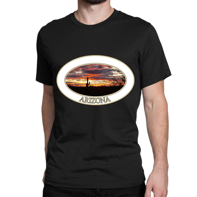 Arizona Sunset With Saguaro Cactus Classic T-shirt by declangreenwood | Artistshot