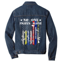 No One Fights Alone Usa Flag Veterans Army Police Ems Men Denim Jacket | Artistshot