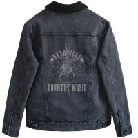 Country Music City Nashville Guitar Tennessee Vintage Unisex Sherpa-lined Denim Jacket | Artistshot