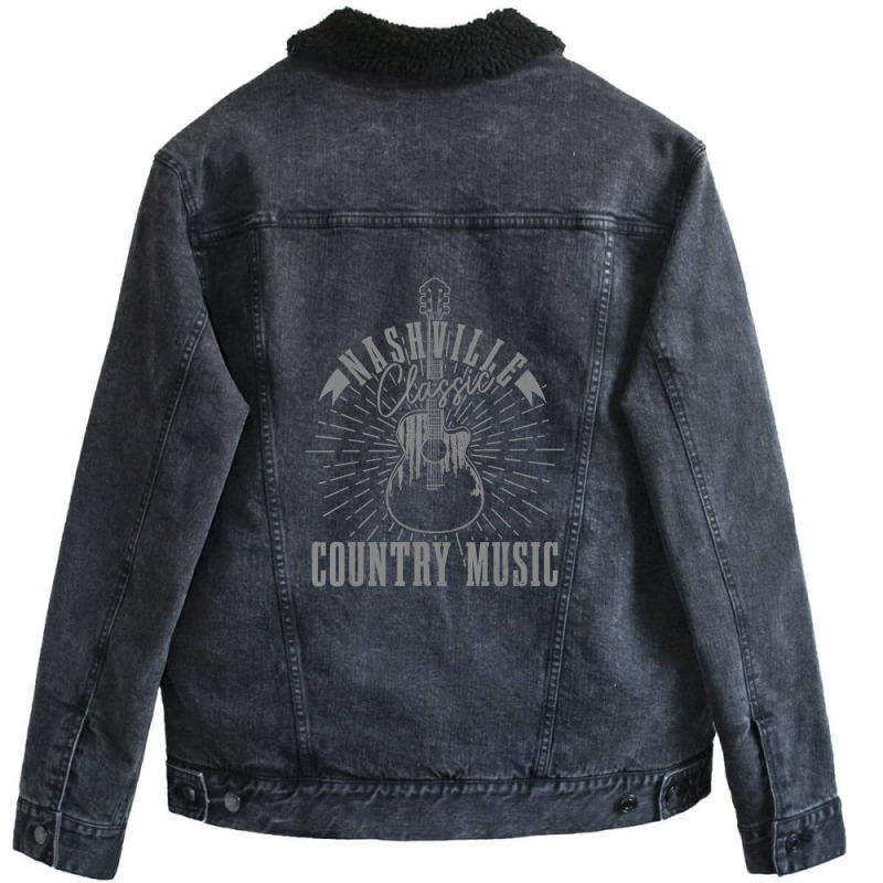 Country Music City Nashville Guitar Tennessee Vintage Unisex Sherpa-Lined Denim Jacket by Boomtea | Artistshot