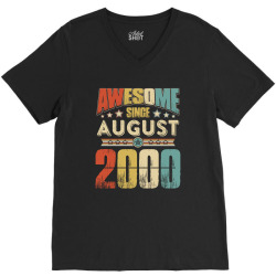 awesome since august 2000 shirt V-Neck Tee | Artistshot