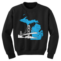 Great Lakes Shaped Men Women Summer Michigan Mackinac Bridge Pullover  Youth Sweatshirt | Artistshot