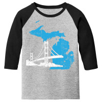 Great Lakes Shaped Men Women Summer Michigan Mackinac Bridge Pullover  Youth 3/4 Sleeve | Artistshot