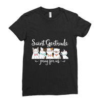 St. Gertrude Of Nivelles Patron Saint Of Cats Lovers Gifts Ladies Fitted T-shirt | Artistshot