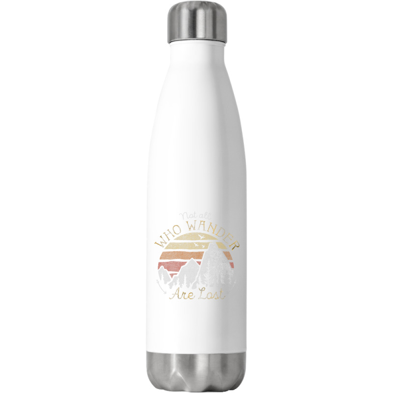 Not All Who Wander Are Lost Gradient Mountain Gold Stainless Steel Water Bottle | Artistshot