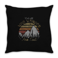 Not All Who Wander Are Lost Gradient Mountain Gold Throw Pillow | Artistshot