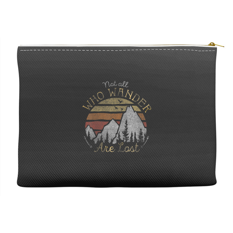 Not All Who Wander Are Lost Gradient Mountain Gold Accessory Pouches | Artistshot