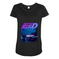 Initial D Neon Ae86 Maternity Scoop Neck T-shirt | Artistshot