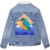 King Fisher Set Over Mountain In Spring Unisex Sherpa-lined Denim Jacket | Artistshot