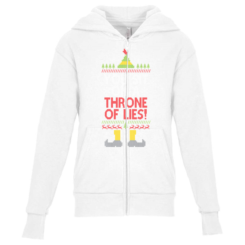 You Sit On A Throne Of Lies Funny Christmas Fake Santa Youth Zipper Hoodie by behindcedar22 | Artistshot