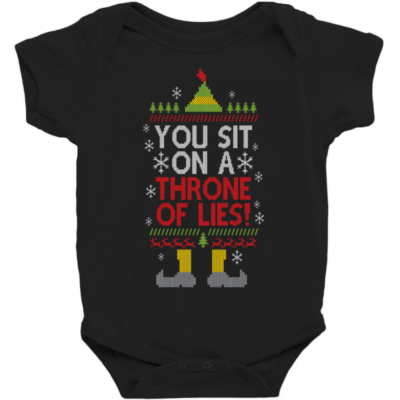 You Sit On A Throne Of Lies Funny Christmas Fake Santa Baby Bodysuit by behindcedar22 | Artistshot