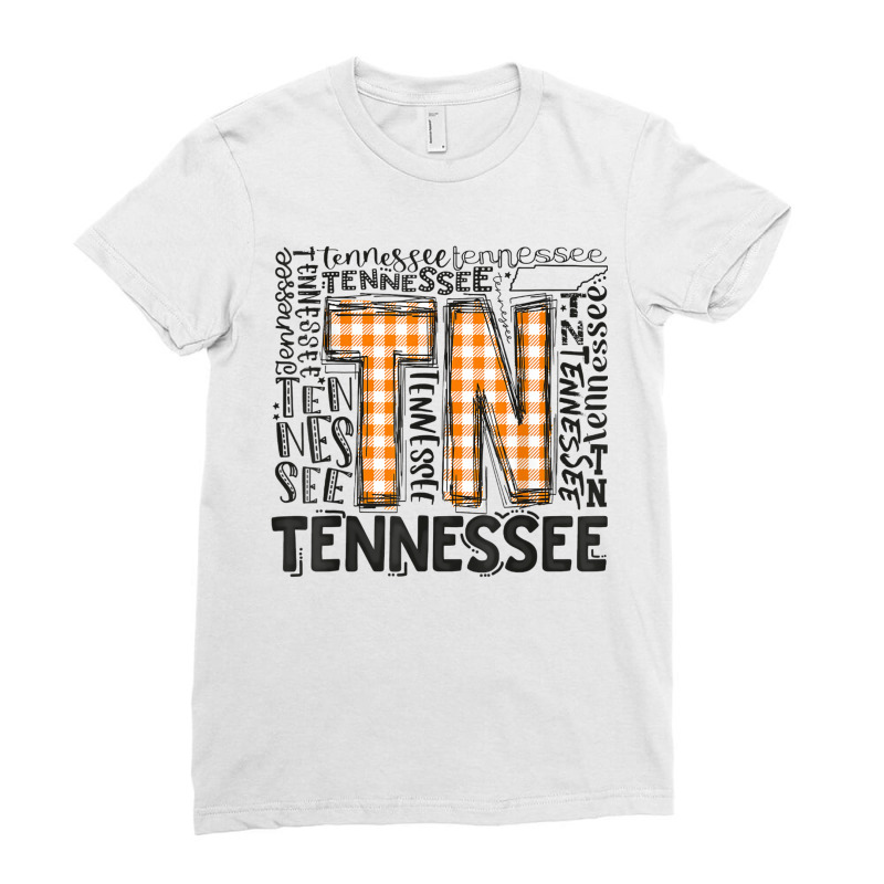 Tennessee State Flag Orange Plaid Tn Ladies Fitted T-Shirt by JaronKennedy | Artistshot