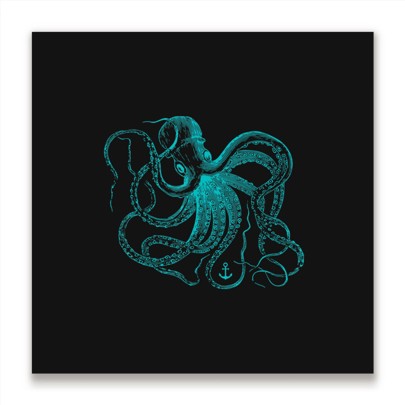 Octopus Cool Vintage Marine Biologist Ocean Sea Life 2 Metal Print Square | Artistshot