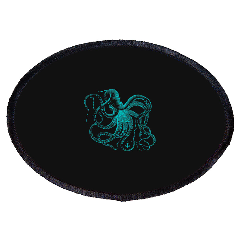 Octopus Cool Vintage Marine Biologist Ocean Sea Life 2 Oval Patch | Artistshot