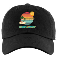 Hello Summer Vacation Palm Tree Sun Birds And Sea Kids Cap | Artistshot