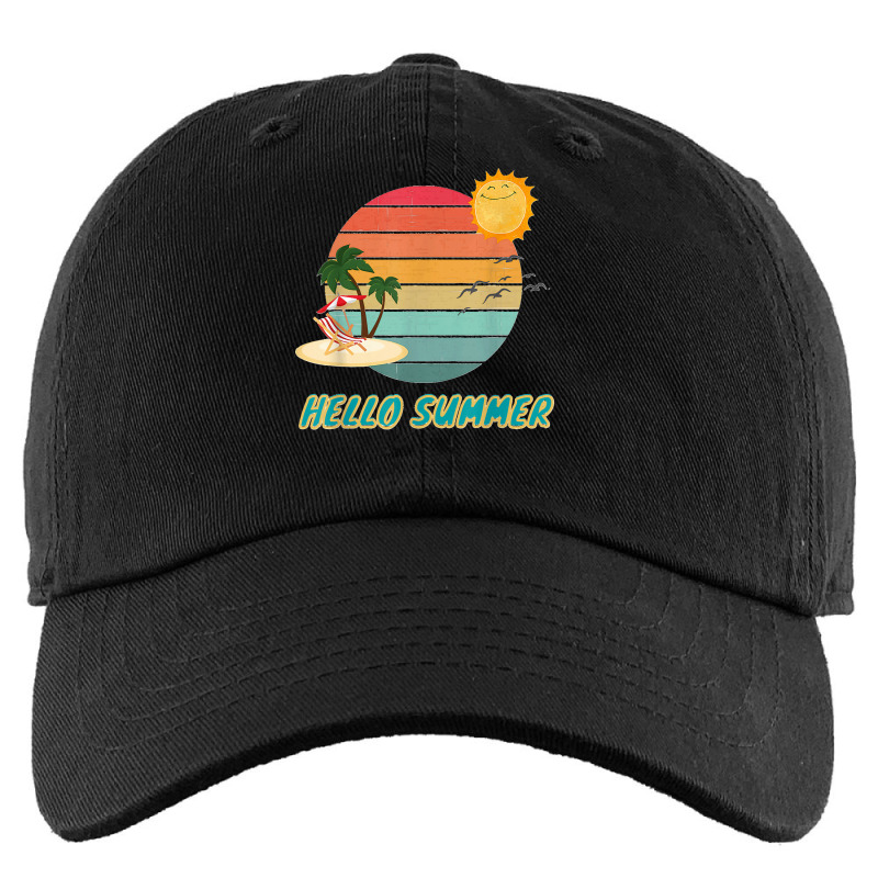 Hello Summer Vacation Palm Tree Sun Birds And Sea Kids Cap by JEFFRWESSMAN | Artistshot