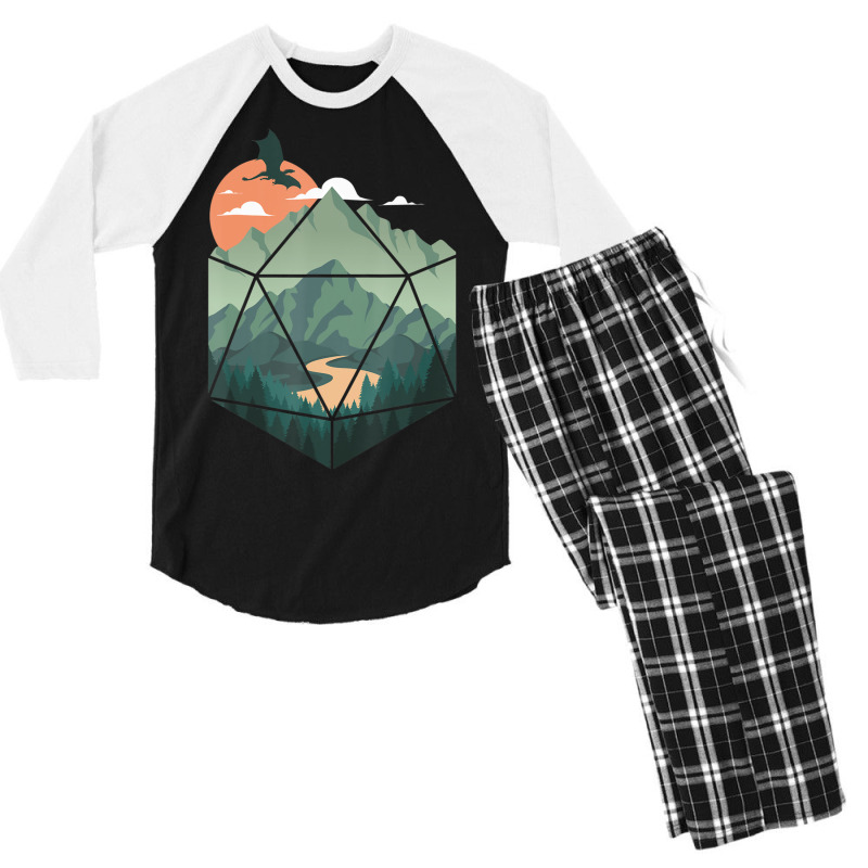 D20 Ar, Dungeons Lover Fantasy Gaming Men's 3/4 Sleeve Pajama Set by michaelshhot | Artistshot