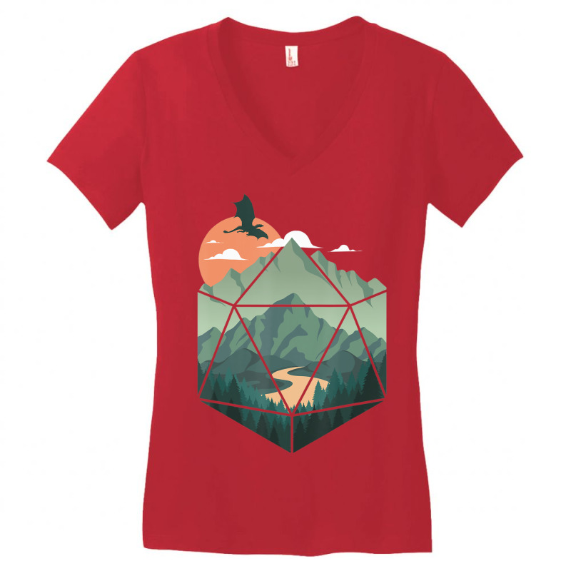 D20 Ar, Dungeons Lover Fantasy Gaming Women's V-Neck T-Shirt by michaelshhot | Artistshot