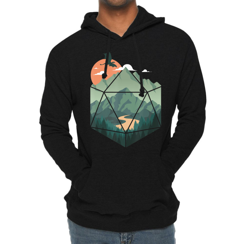 D20 Ar, Dungeons Lover Fantasy Gaming Lightweight Hoodie by michaelshhot | Artistshot