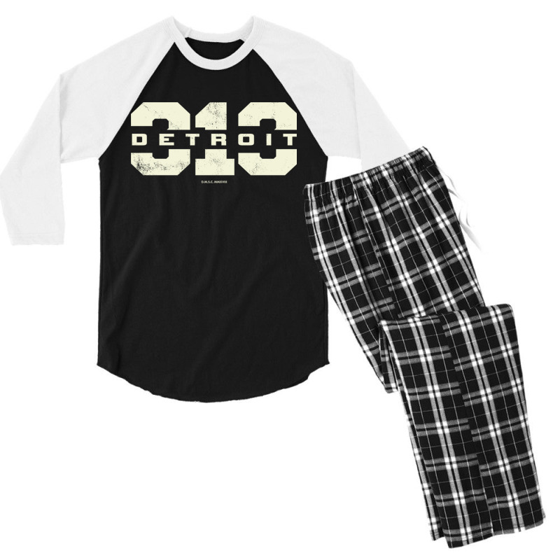 Detroit Michigan 313 Area Code Men's 3/4 Sleeve Pajama Set by OrvilleBudiao | Artistshot