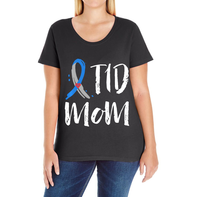 T1d Mom Type 1 Diabetes Awareness Mama Gifts Mother Ladies Curvy T-Shirt by bummercaught | Artistshot