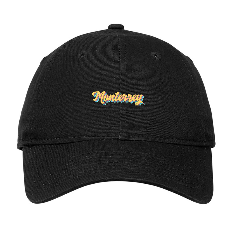 Monterrey Mexico Retro Yellow Script Adjustable Cap by greggjvandervor | Artistshot