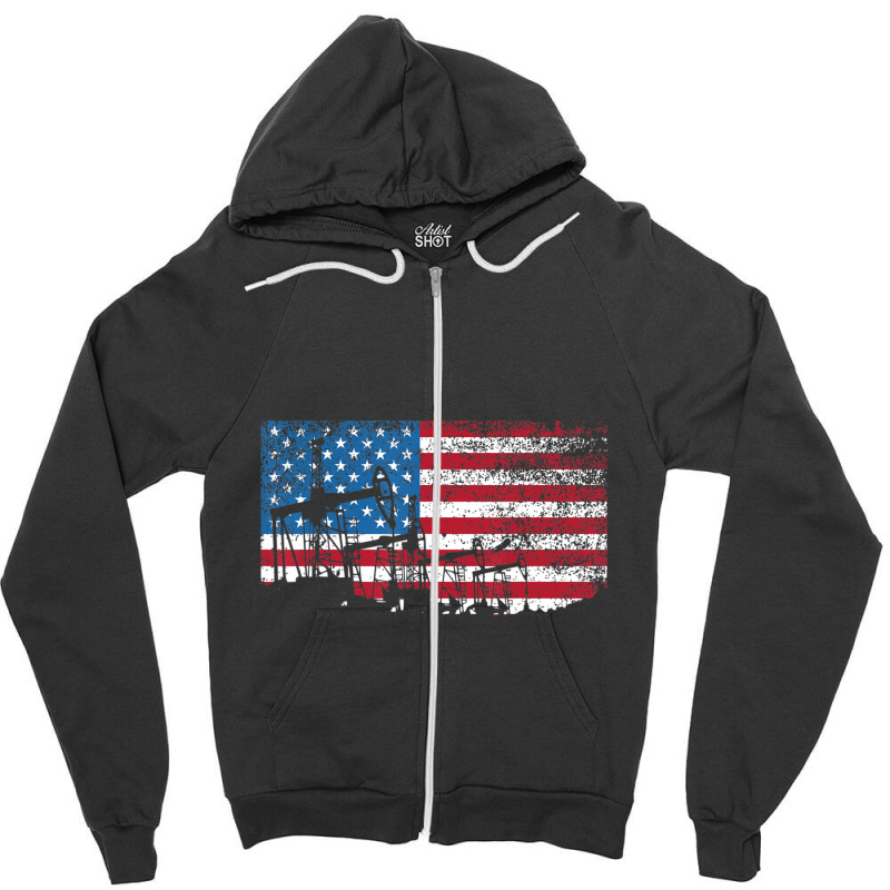 Oil Rig Worker Roughnecks Oilfield Man Gift American Zipper Hoodie | Artistshot